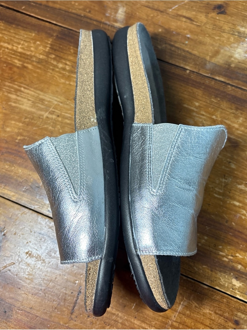 Naot Skylar Sandals flip flops slides 40 Silver leather cork leather insole - Picture 7 of 9